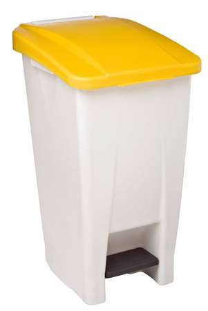 Image de POUBELLE MOBILE PEDALE BLANC/JAUNE 60 L