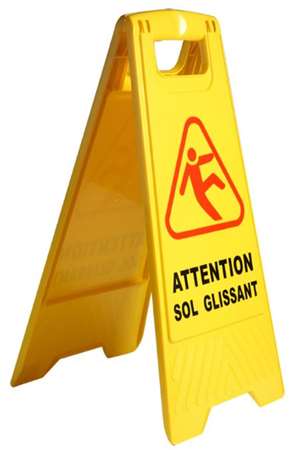 Image de PANNEAU DE SIGNALISATION SOL GLISSANT CLASSIC 62CM JAUNE