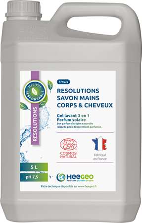 RESOLUTIONS SAVON MAINS CORPS & CHEVEUX 5L ECOCERT COSMOS
