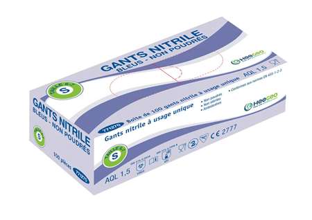 Image de GANTS NITRILES BLEU NON POUDRE T L - 8/9 (Boîte de 100)