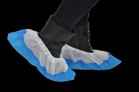 Image de SURCHAUSSURE PLP BLANCHE SEMELLE BLEUE ANTIDERAPANTES X300